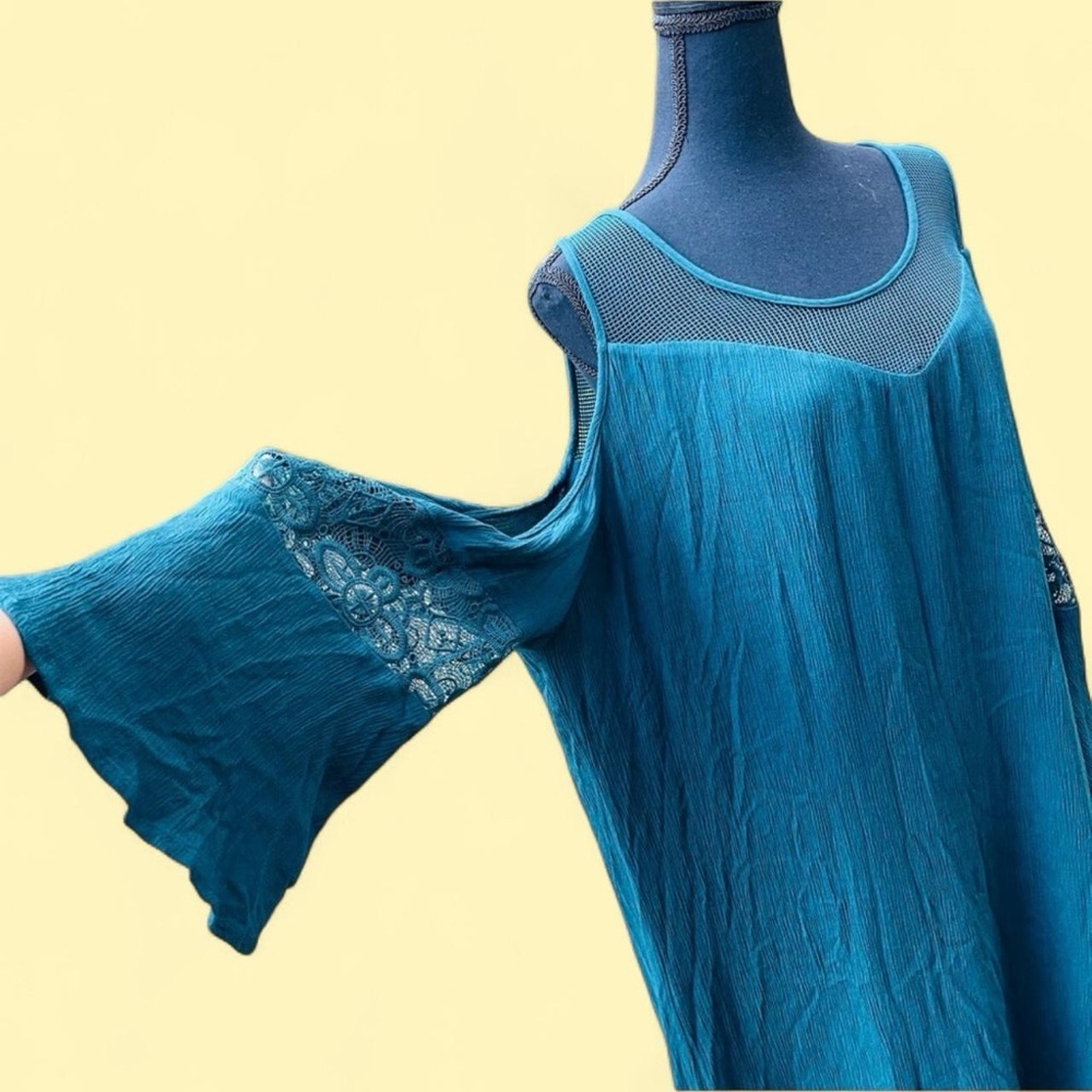Cato Teal Long Sleeve Dress with Lace Detail 24W